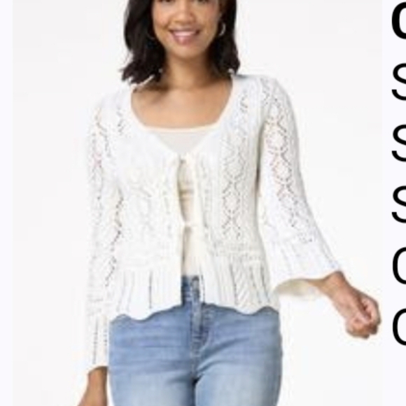 Elegant White Lace Cardigan Sweater - Picture 3 of 6